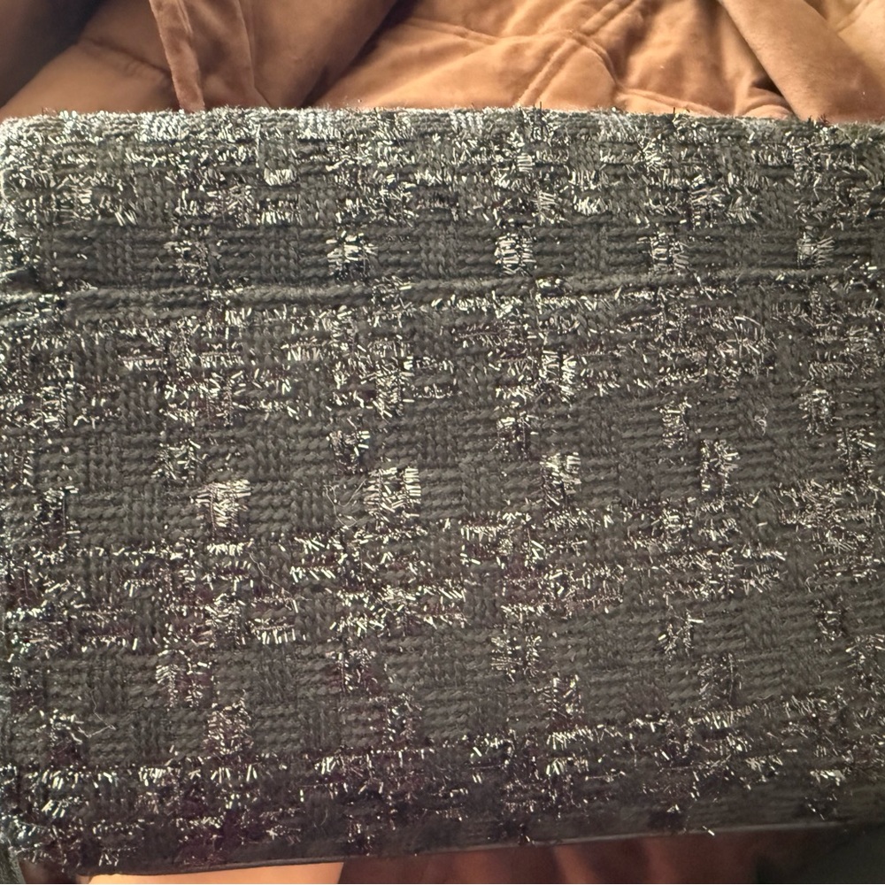 NWT-Lauren Conrad Black Tweed Crossbody Purse - Picture 2 of 4